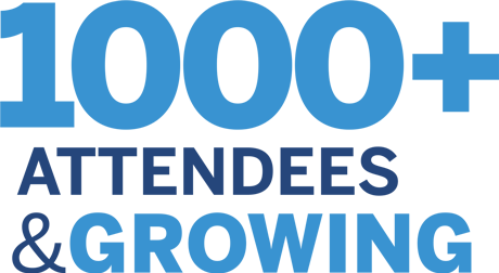 Sticker that announces 1,000 attendees for an event and growing.