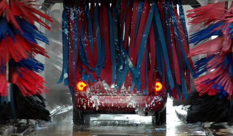 A car wash in action.