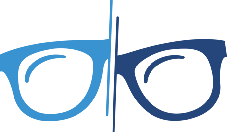 Graphic of a pair of glasses.