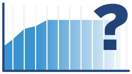 Graphic showing a bar graph and a question mark.